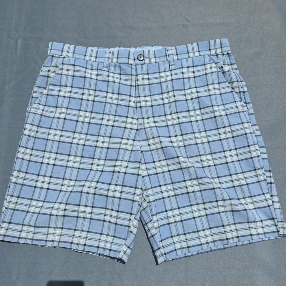 Golf Shorts Men's 36 Croft & Barrow Blue Plaid Flat Front MSR 38